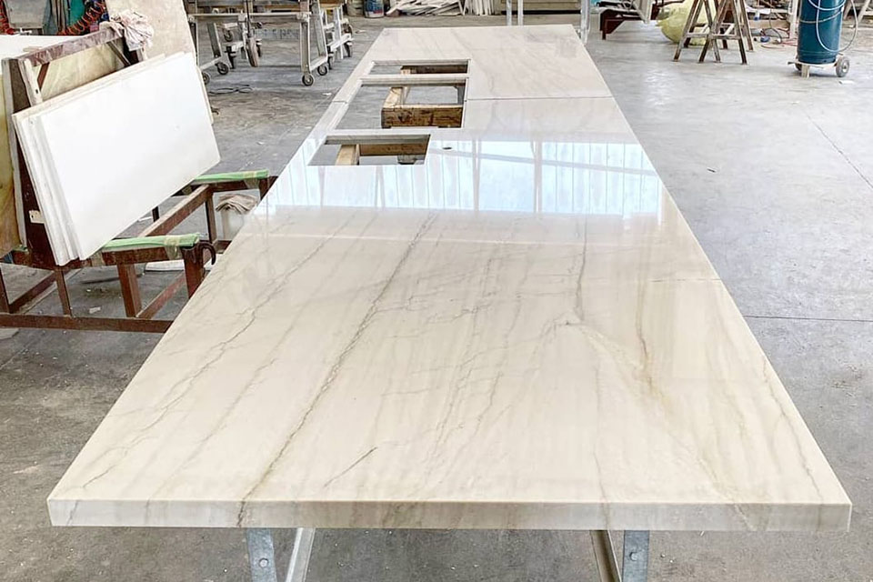 productie - marmeren aanrechtblad