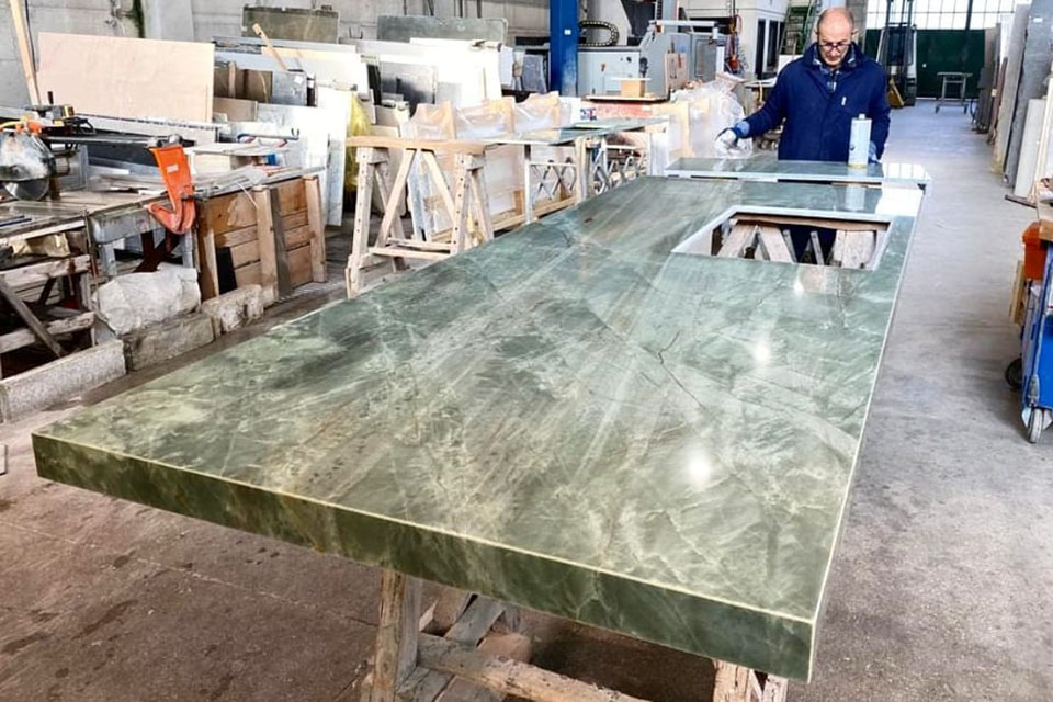 productie - marmeren aanrechtblad